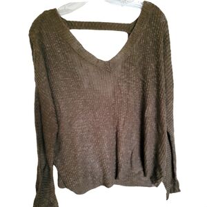 Rag Poets Brown Soft Low Back Slouchy Sweater Size Medium